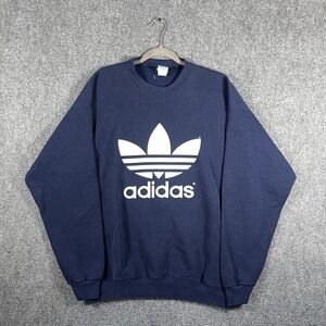 Vintage Adidas Trefoil Crewneck Sweatshirt USA Made Navy Blue Size XL #2371